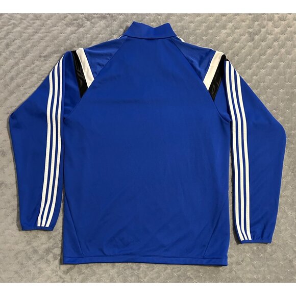Adidas Mens Blue White Stripes ClimaCool Long Sleeve Quarter-Zip Pullover Size L - Picture 5 of 5